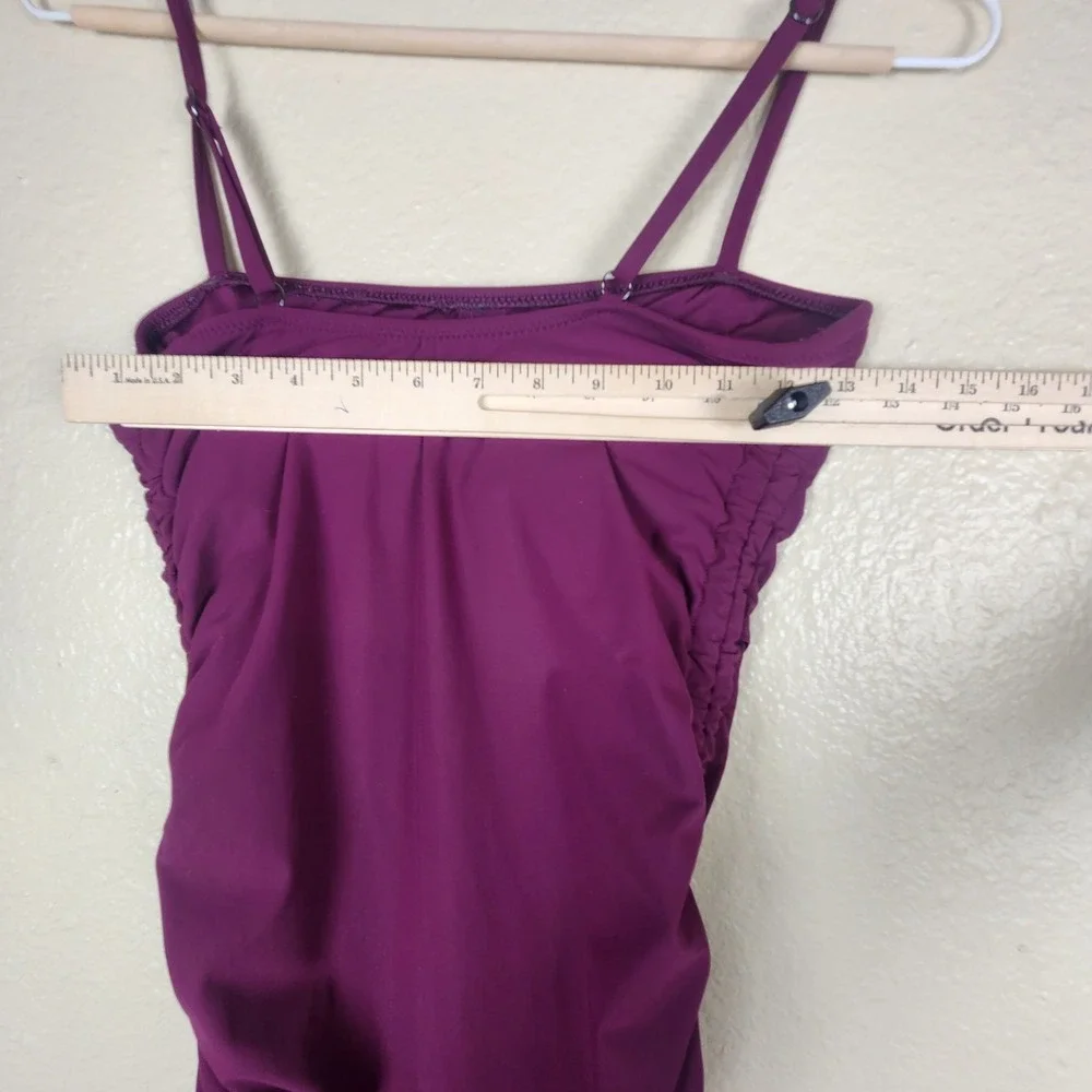 Athleta Swimsuit Womens Small Plum One Piece Ruched Adjustable Straps Side Tie‎ - Picture 11 of 12